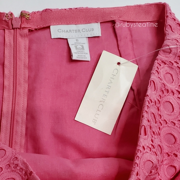 Barbiecore Pink Eyelet Pencil Skirt in Strawberry Ice (Medium Salmon Pink)  NWT - Picture 8 of 8